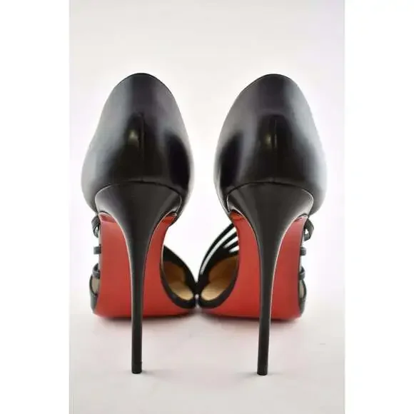 Christian Louboutin Antinorina 100 Black Leather Strappy Pointed Heel Pump 40.5 - Picture 7 of 8